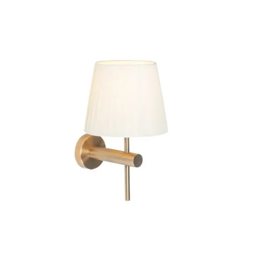 QAZQA Moderne wandlamp brons met witte kap - Pluk