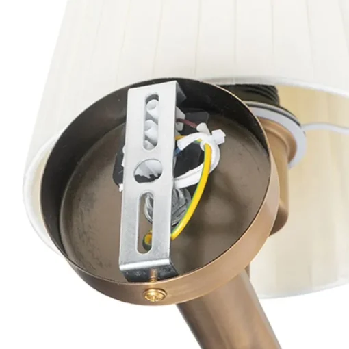 QAZQA Moderne wandlamp brons met witte kap - Pluk