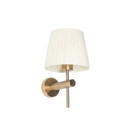 QAZQA Moderne wandlamp brons met witte kap - Pluk