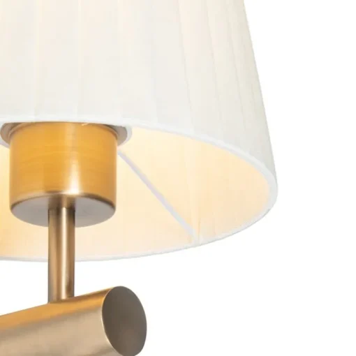 QAZQA Moderne wandlamp brons met witte kap - Pluk