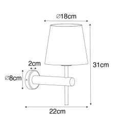 QAZQA Moderne wandlamp brons met witte kap - Pluk