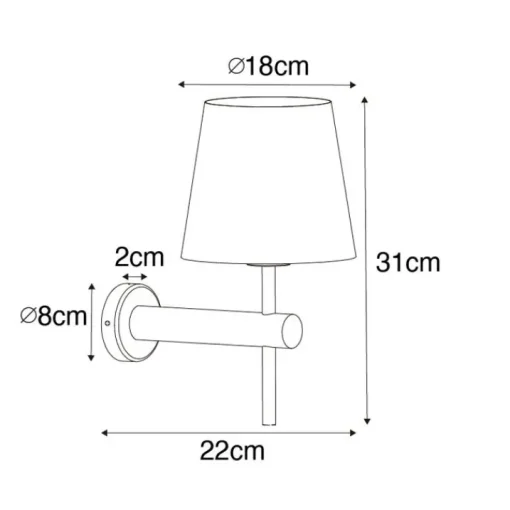 QAZQA Moderne wandlamp brons met witte kap - Pluk