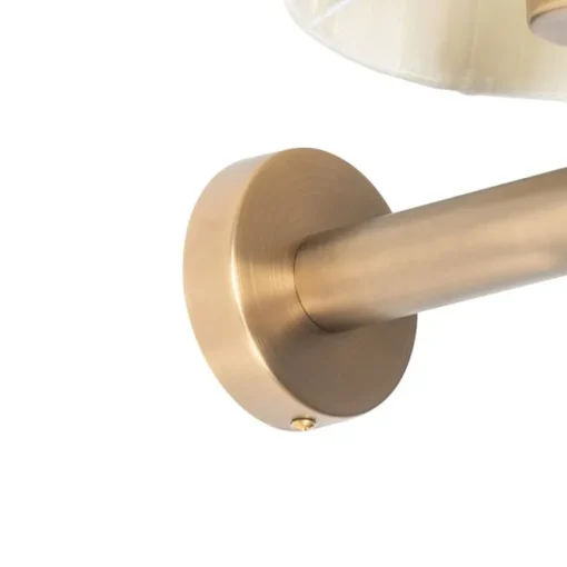 QAZQA Moderne wandlamp brons met witte kap - Pluk