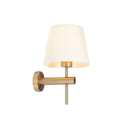 QAZQA Moderne wandlamp brons met witte kap - Pluk