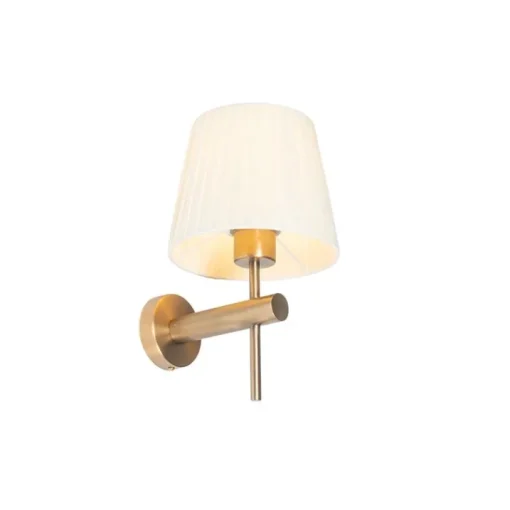 QAZQA Moderne wandlamp brons met witte kap - Pluk