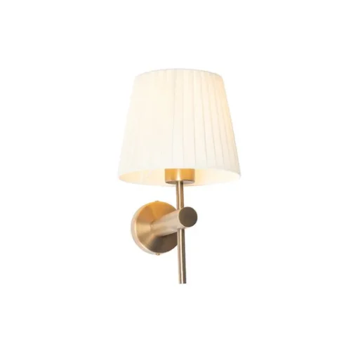 QAZQA Moderne wandlamp brons met witte kap - Pluk