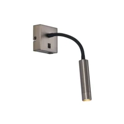 QAZQA Moderne wandlamp gunmetal met USB-C - Gosna