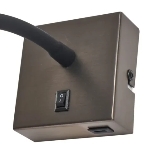 QAZQA Moderne wandlamp gunmetal met USB-C - Gosna