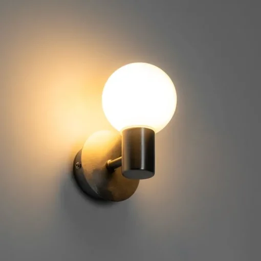 QAZQA Moderne wandlamp staal IP44 - Cederic Up