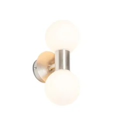 QAZQA Moderne wandlamp staal IP44 2-lichts - Cederic