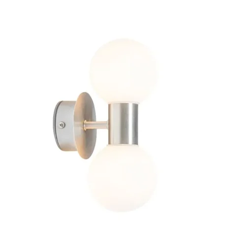 QAZQA Moderne wandlamp staal IP44 2-lichts - Cederic