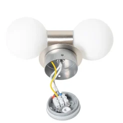 QAZQA Moderne wandlamp staal IP44 2-lichts - Cederic
