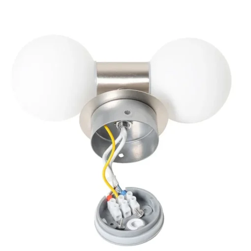 QAZQA Moderne wandlamp staal IP44 2-lichts - Cederic