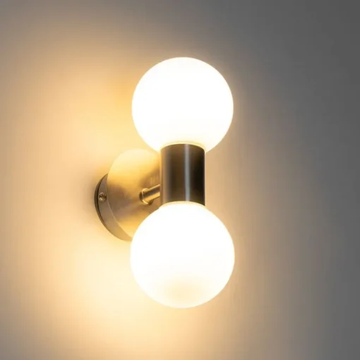 QAZQA Moderne wandlamp staal IP44 2-lichts - Cederic