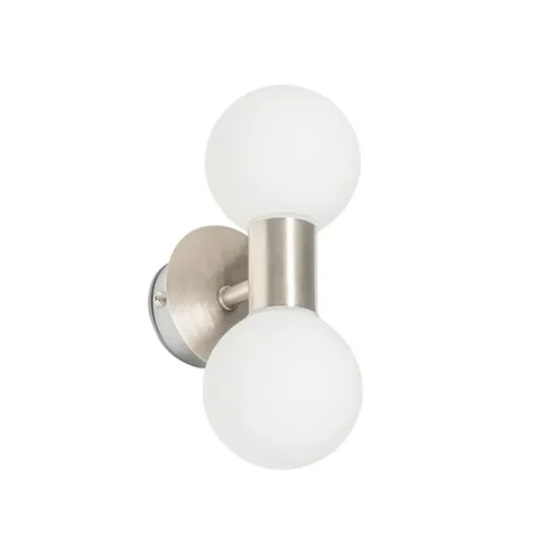 QAZQA Moderne wandlamp staal IP44 2-lichts - Cederic