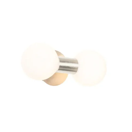 QAZQA Moderne wandlamp staal IP44 2-lichts - Cederic