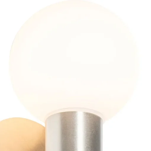 QAZQA Moderne wandlamp staal IP44 2-lichts - Cederic