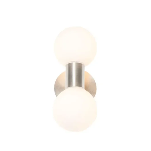 QAZQA Moderne wandlamp staal IP44 2-lichts - Cederic