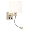 QAZQA Moderne wandlamp staal met witte kap - Brescia