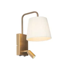 QAZQA Moderne wandlamp wit en brons met leeslamp - Renier