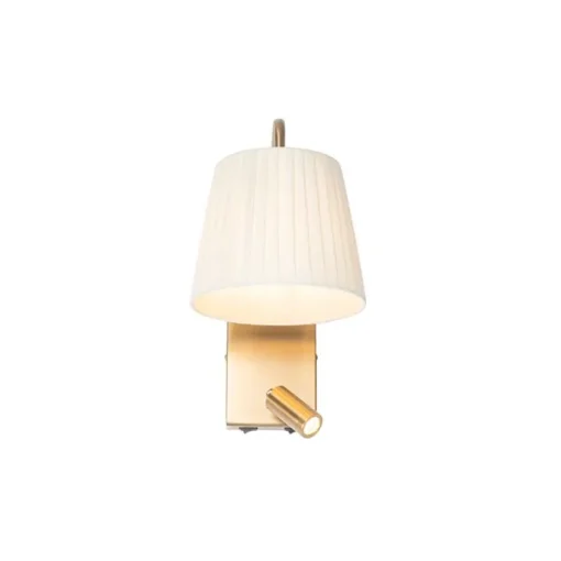 QAZQA Moderne wandlamp wit en brons met leeslamp - Renier