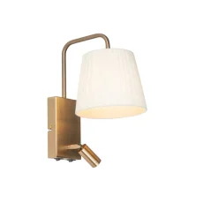 QAZQA Moderne wandlamp wit en brons met leeslamp - Renier