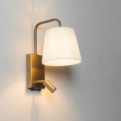 QAZQA Moderne wandlamp wit en brons met leeslamp - Renier