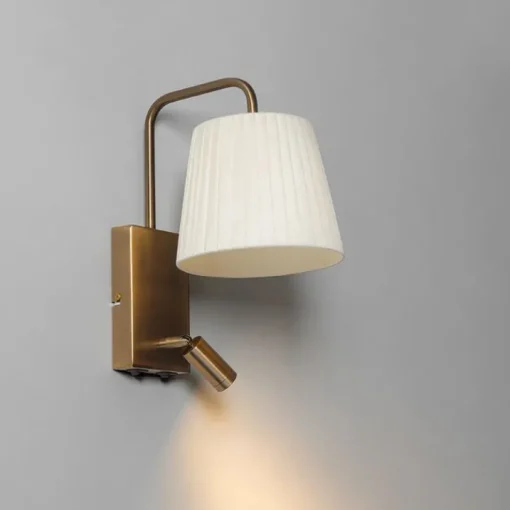 QAZQA Moderne wandlamp wit en brons met leeslamp - Renier