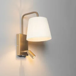 QAZQA Moderne wandlamp wit en brons met leeslamp - Renier