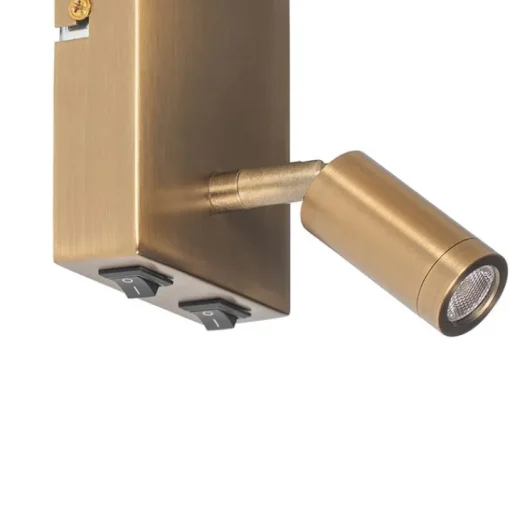 QAZQA Moderne wandlamp wit en brons met leeslamp - Renier