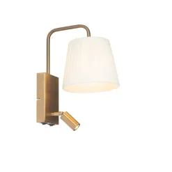 QAZQA Moderne wandlamp wit en brons met leeslamp - Renier
