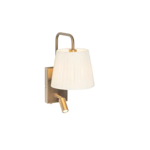 QAZQA Moderne wandlamp wit en brons met leeslamp - Renier