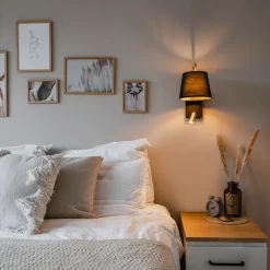 QAZQA Moderne wandlamp zwart en goud met leeslamp - Renier