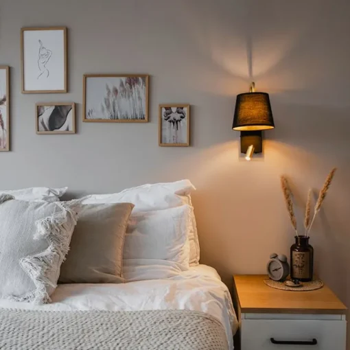 QAZQA Moderne wandlamp zwart en goud met leeslamp - Renier