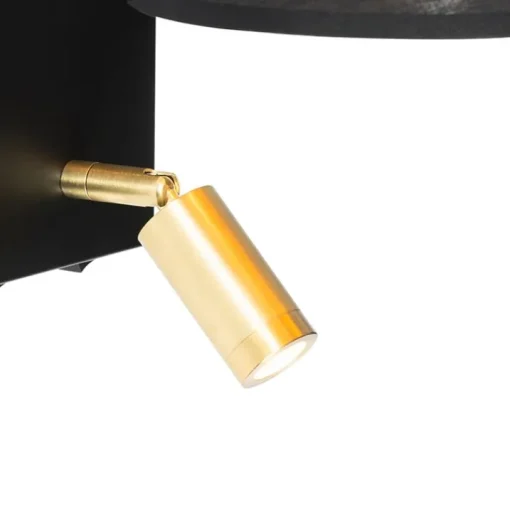 QAZQA Moderne wandlamp zwart en goud met leeslamp - Renier