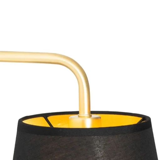 QAZQA Moderne wandlamp zwart en goud met leeslamp - Renier