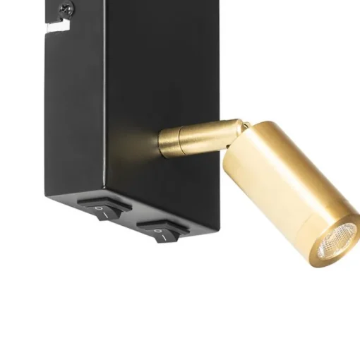 QAZQA Moderne wandlamp zwart en goud met leeslamp - Renier