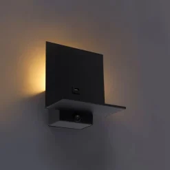 QAZQA Moderne wandlamp zwart incl. USB-aansluiting - Flero