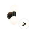 QAZQA Moderne wandlamp zwart IP44 2-lichts - Cederic