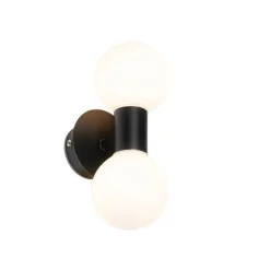 QAZQA Moderne wandlamp zwart IP44 2-lichts - Cederic