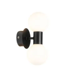 QAZQA Moderne wandlamp zwart IP44 2-lichts - Cederic