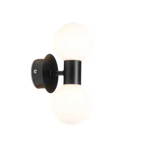 QAZQA Moderne wandlamp zwart IP44 2-lichts - Cederic