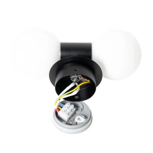 QAZQA Moderne wandlamp zwart IP44 2-lichts - Cederic