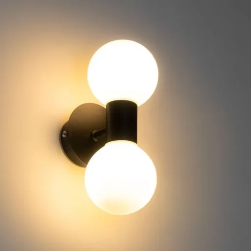 QAZQA Moderne wandlamp zwart IP44 2-lichts - Cederic