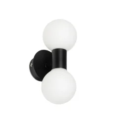 QAZQA Moderne wandlamp zwart IP44 2-lichts - Cederic