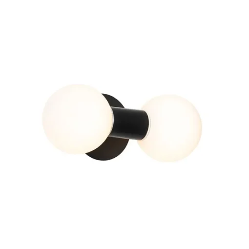 QAZQA Moderne wandlamp zwart IP44 2-lichts - Cederic
