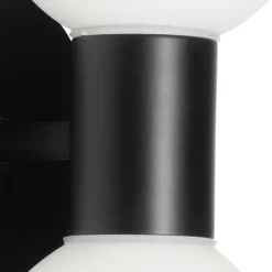 QAZQA Moderne wandlamp zwart IP44 2-lichts - Cederic