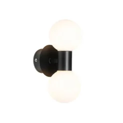 QAZQA Moderne wandlamp zwart IP44 2-lichts - Cederic