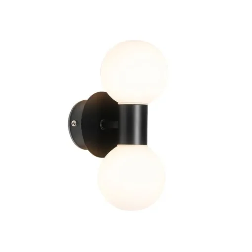 QAZQA Moderne wandlamp zwart IP44 2-lichts - Cederic