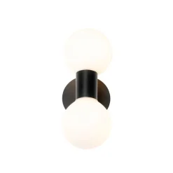 QAZQA Moderne wandlamp zwart IP44 2-lichts - Cederic